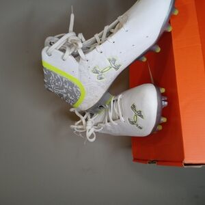 Under Armour White and Gray Football Cleats